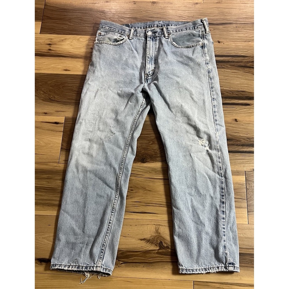 Levi's 505 Regular Fit Straight Rugged Denim Blue Jeans Mens Sz 36 X 29
